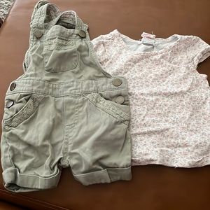 Overall set with floral top 12 months